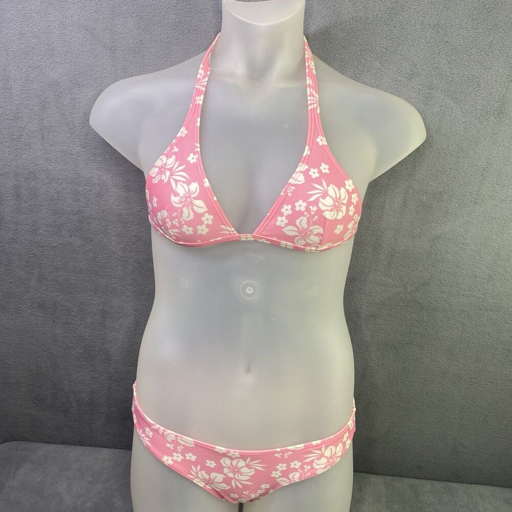 Agua Doce Bikini Brazilian Women S Pink White Flower Cheeky Bottom 2-pc